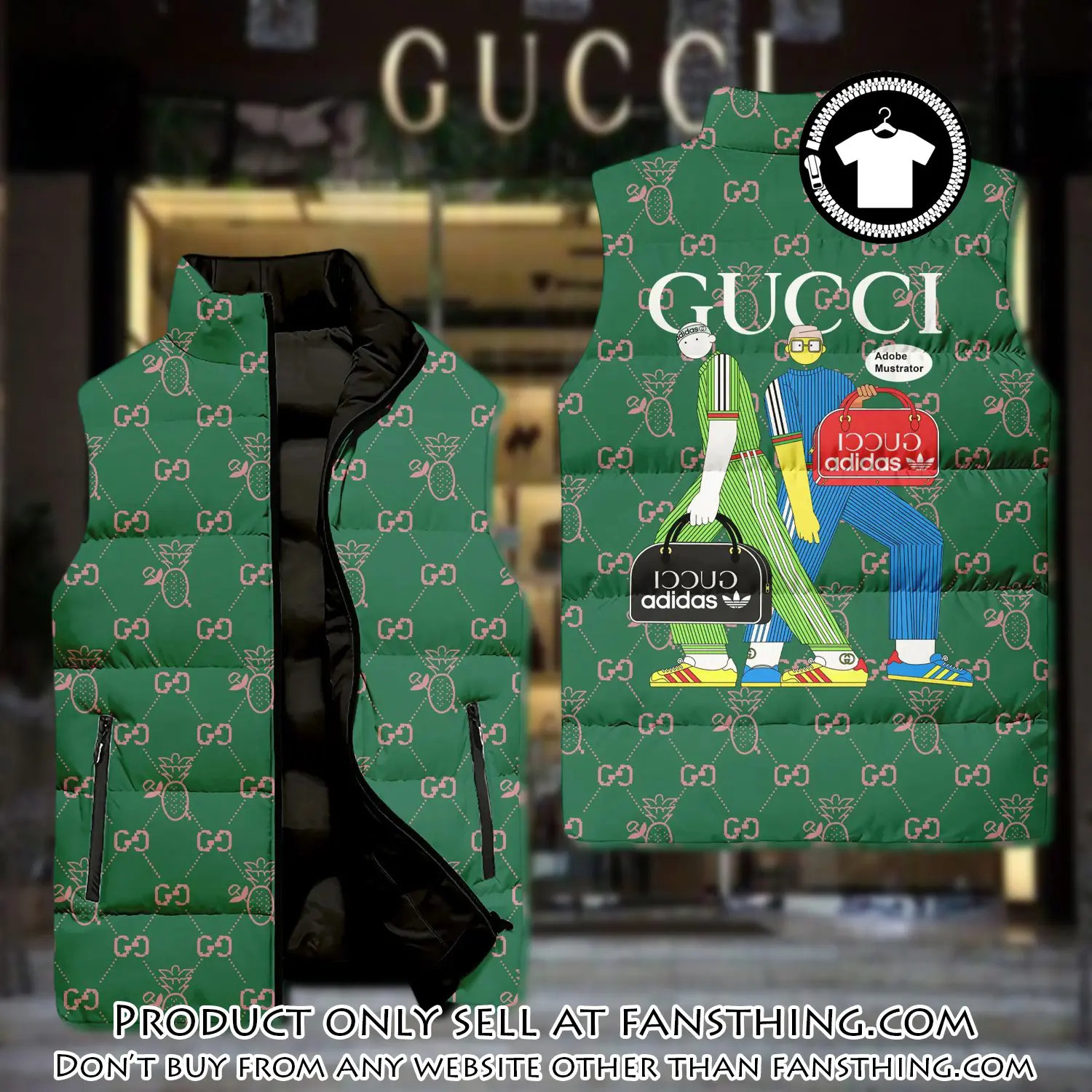 Gucci two men luxury brand 3d sleeveless down jacket fst0508367